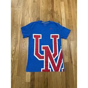 Nike Ole Miss Rebels Vault Oversized UM Logo Retro Blend T-Shirt Blue Medium